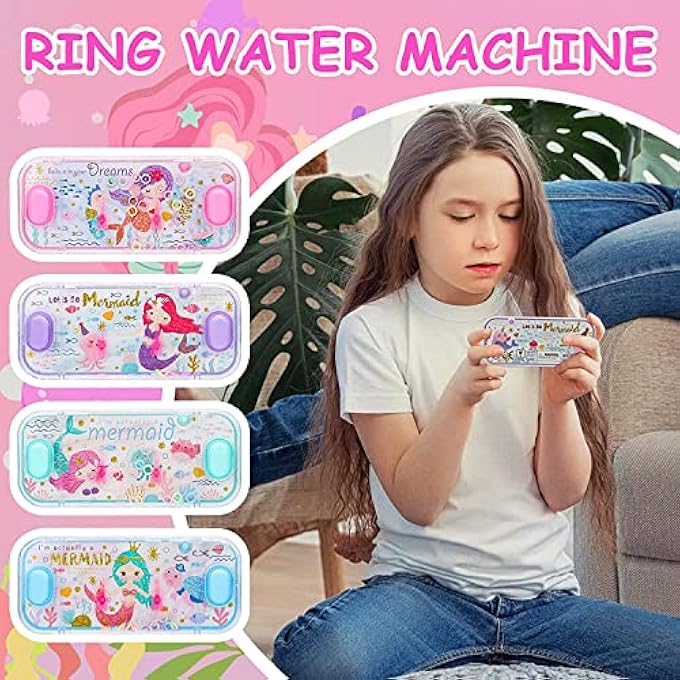 HANDHELD WATER GAMES, MERMAID THEME WATER TOSS RING GAME AQUA TOY WATER RING GAME FOR KIDS HANDHELD 4 PACKS - Image 3