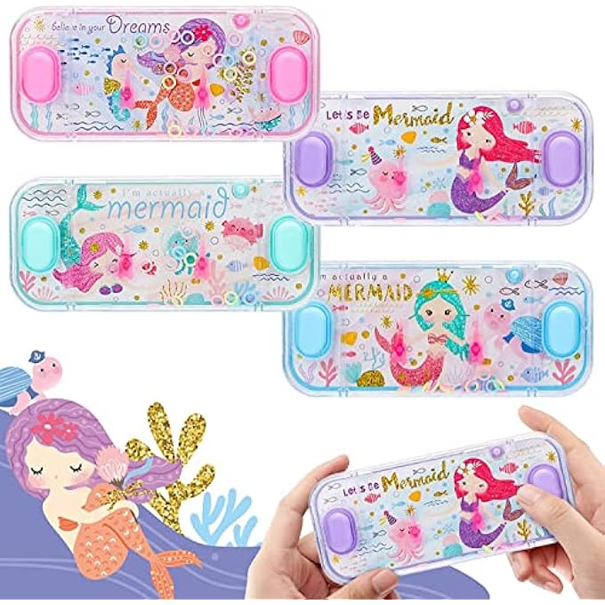 HANDHELD WATER GAMES, MERMAID THEME WATER TOSS RING GAME AQUA TOY WATER RING GAME FOR KIDS HANDHELD 4 PACKS - Image 2