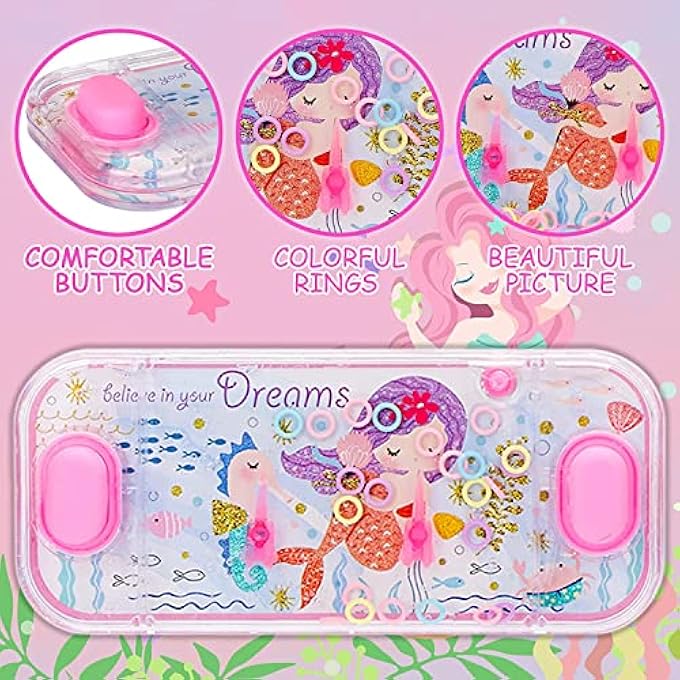 HANDHELD WATER GAMES, MERMAID THEME WATER TOSS RING GAME AQUA TOY WATER RING GAME FOR KIDS HANDHELD 4 PACKS - Image 4