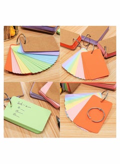 KASTWAVE Pack of 6 Mini Notepads Blank Flashcards Study Cards, Ring Revision Cards with Binder Ring Multicolor Kraft Paper Scratch Memo Note Pads  - Image 4
