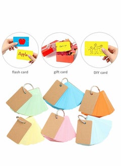 KASTWAVE Pack of 6 Mini Notepads Blank Flashcards Study Cards, Ring Revision Cards with Binder Ring Multicolor Kraft Paper Scratch Memo Note Pads  - Image 5