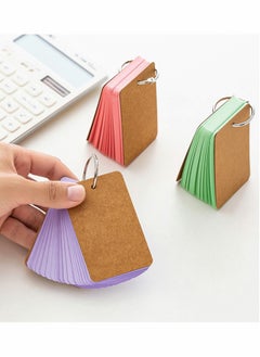 KASTWAVE Pack of 6 Mini Notepads Blank Flashcards Study Cards, Ring Revision Cards with Binder Ring Multicolor Kraft Paper Scratch Memo Note Pads  - Image 2
