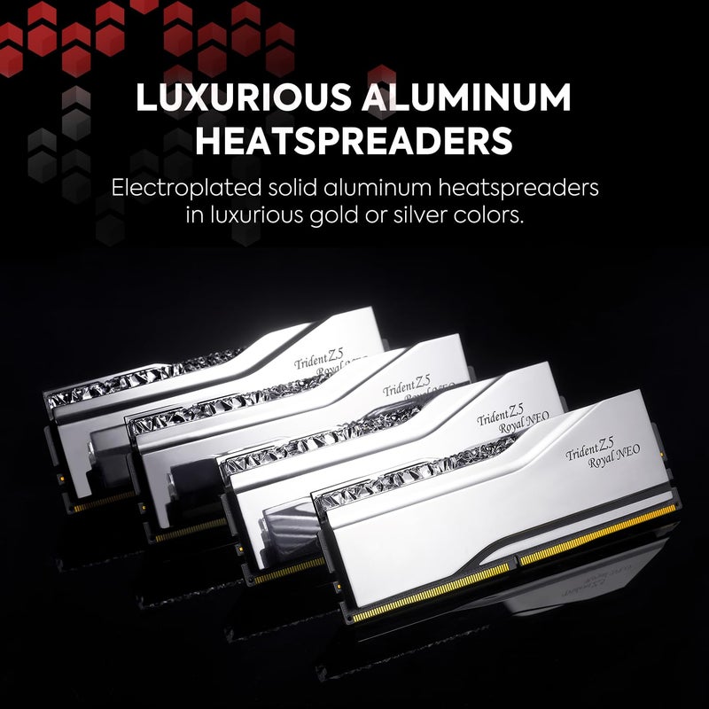 G.Skill ذاكرة RAM G.SKILL Trident Z5 Royal Neo Series (AMD Expo) DDR5 سعة 32GB (2x16GB) 6000MT/s CL28-36-36-96 1.40V لسطح المكتب - فضي (F5-6000J2836G16GX2-TR5NS) - Image 4