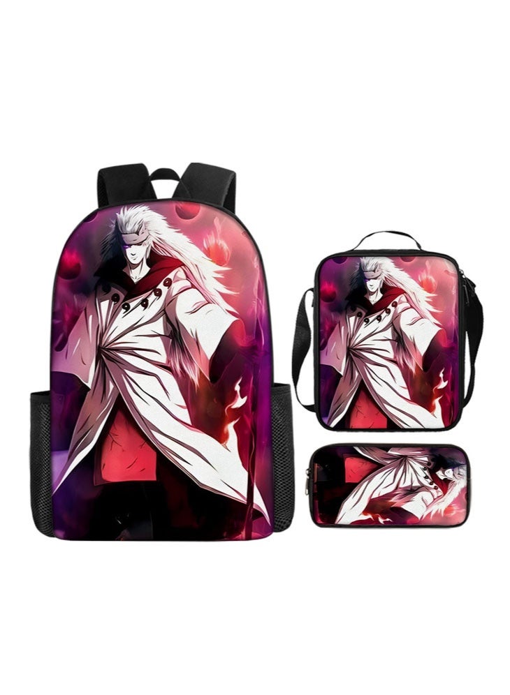 ناروتو على ظهره مقلمة حقيبة ثلاثة قطعة دعوى الرجال والنساء الترفيه الرياضة حقيبة السفر طالب حقيبة المدرسة - Image 1