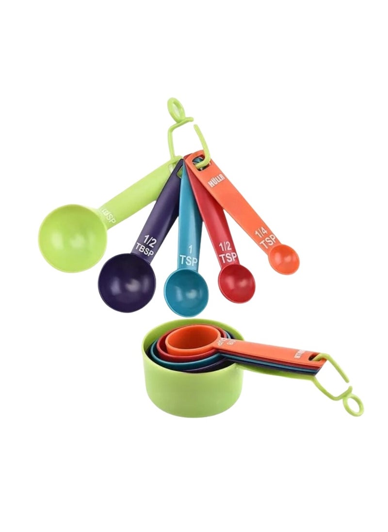 Generic Liying 10Pcs Measuring Cups, Little Cook Colorful Measuring Cups and Spoons Set, Stackable Measuring Spoons, for Baking & Cooking (Multi Colors)  - Image 1