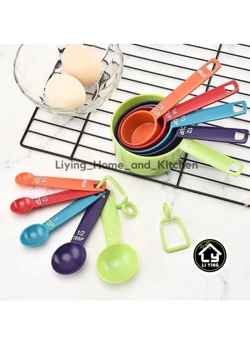 Generic Liying 10Pcs Measuring Cups, Little Cook Colorful Measuring Cups and Spoons Set, Stackable Measuring Spoons, for Baking & Cooking (Multi Colors)  - Image 5