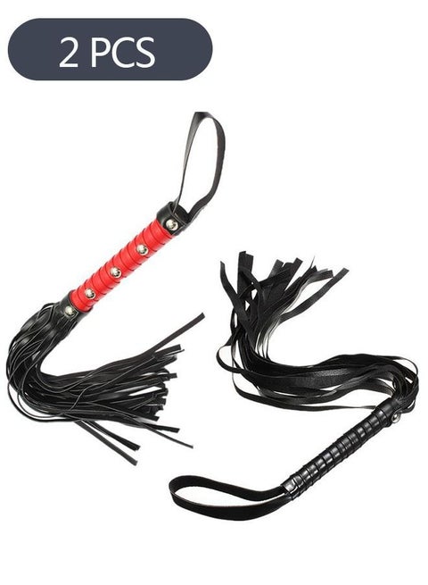 2 Piece Leather Horse Whip Faux Leather Whip Handle for Outdoor Sports Horse Riding Training Whip