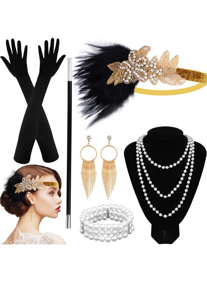 ASTARON ASTARON 1920s Flapper Accessories Set for Women Flapper Headpiece Headband, Fashion Roaring 20's Theme Set - Image 2