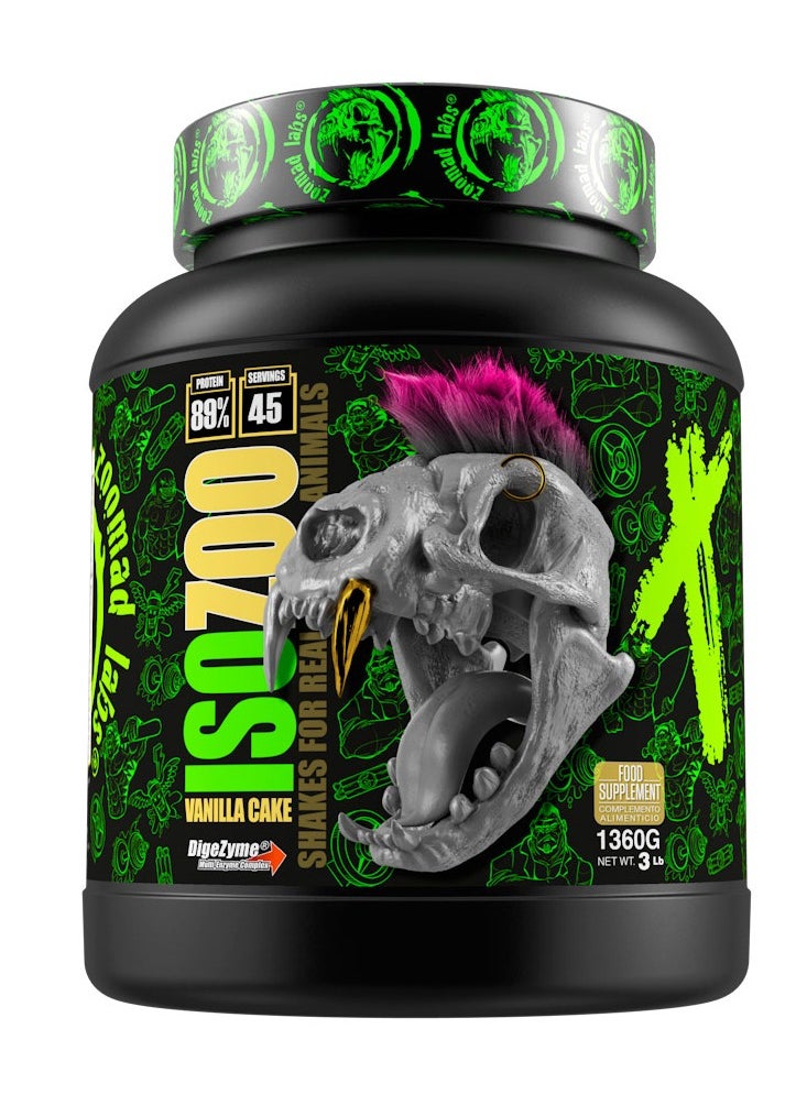 zoomad labs Zoomad Labs ISOZOO - Premium Whey Protein Isolate, 89% Pure Protein,1360g (3lb), Vanilla Cake Flavor, 45 Servings  - Image 1