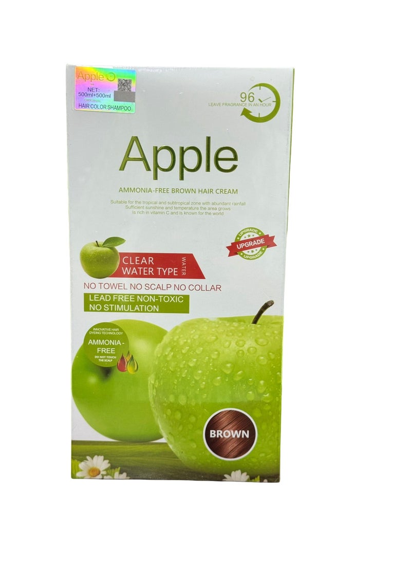 96HR Upgrade Apple Ammonia Free Hair Color Cream - Brown Color 500ml+500ml