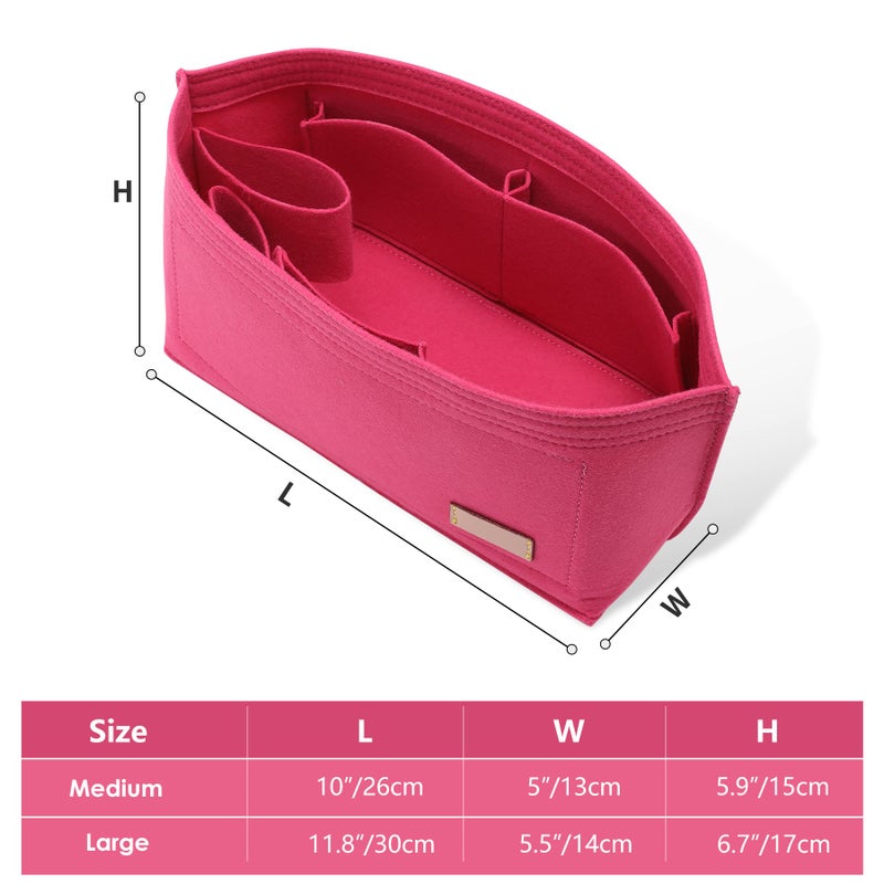 Doxo Purse Organizer Insert & Base Shaper 2pc Set, Felt Handbag & Tote Bag Fit L Speedy 30 Nererfull PM More(M-Rose) - Image 4