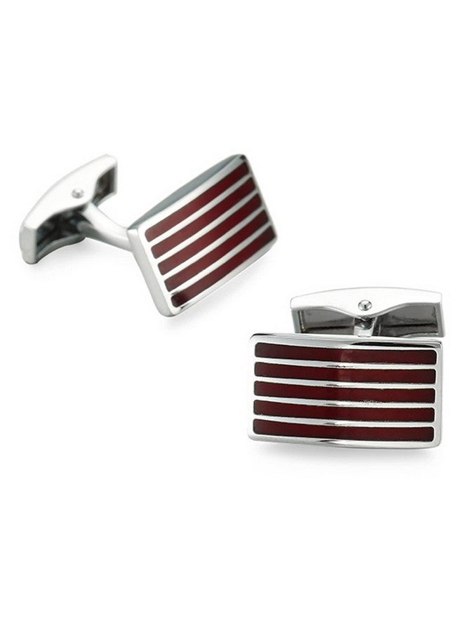 Peora Brown Silver Two Tone Cufflinks Set Stylish Accessories for Men & Boys Wedding Business Gift (PX9CL101) - Image 1
