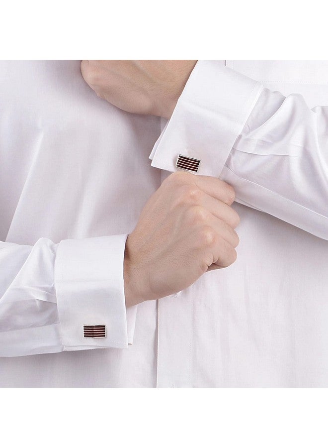 Peora Brown Silver Two Tone Cufflinks Set Stylish Accessories for Men & Boys Wedding Business Gift (PX9CL101) - Image 3