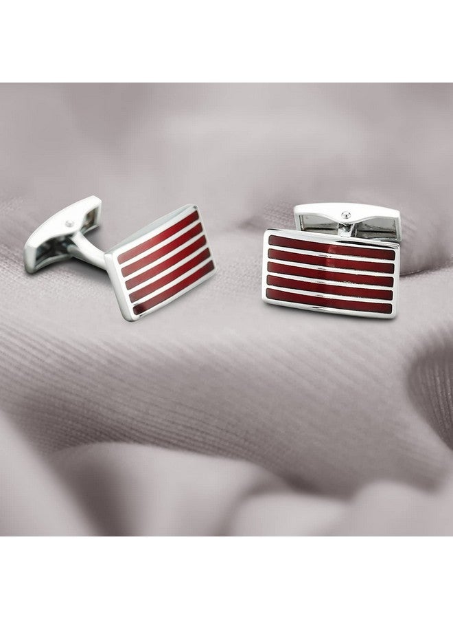 Peora Brown Silver Two Tone Cufflinks Set Stylish Accessories for Men & Boys Wedding Business Gift (PX9CL101) - Image 2