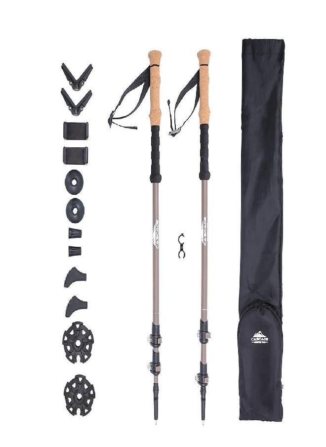 Cascade Mountain Tech Mountain Tech Trekking Poles - 2 Piece Carbon Fiber Monopod Walking Or Hiking Sticks With With Accessories Mount & Adjustable Quick Locks (Set Of 2), Brown  - Image 4
