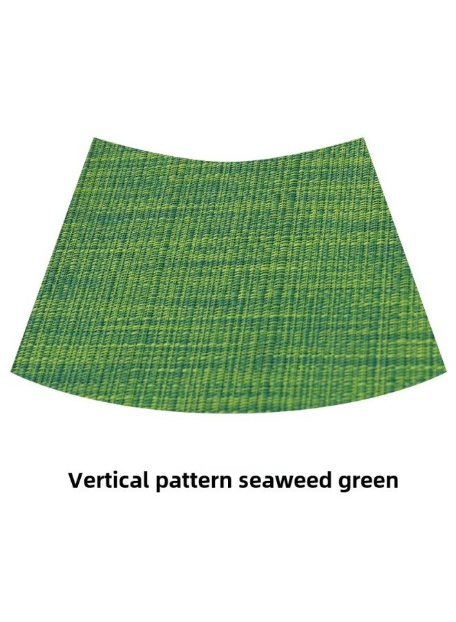 إسكدنيا مفرش طاولة مستديرة على شكل مروحة من مادة PVC، صندوق فندق صيني، مفرش طاولة طعام، حصيرة منحنية عازلة للحرارة، قاعدة أكواب منزلية - اللون: مروحة منحنية خضراء مخططة رأسيًا - المواصفات: 47*33 سم - Image 1