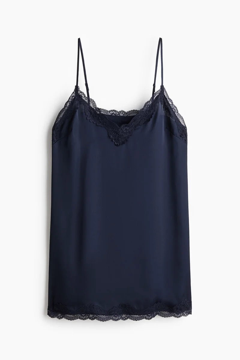 H&M Lace-trimmed satin nightslip