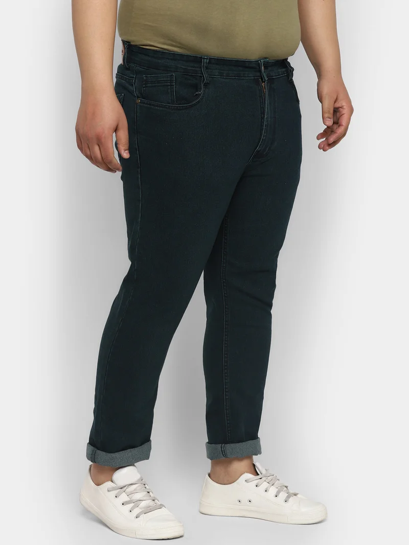 Urbano Fashion  Urbano Plus Men's Dark Green Regular Fit Solid Jeans Stretchable  | Best Price UAE