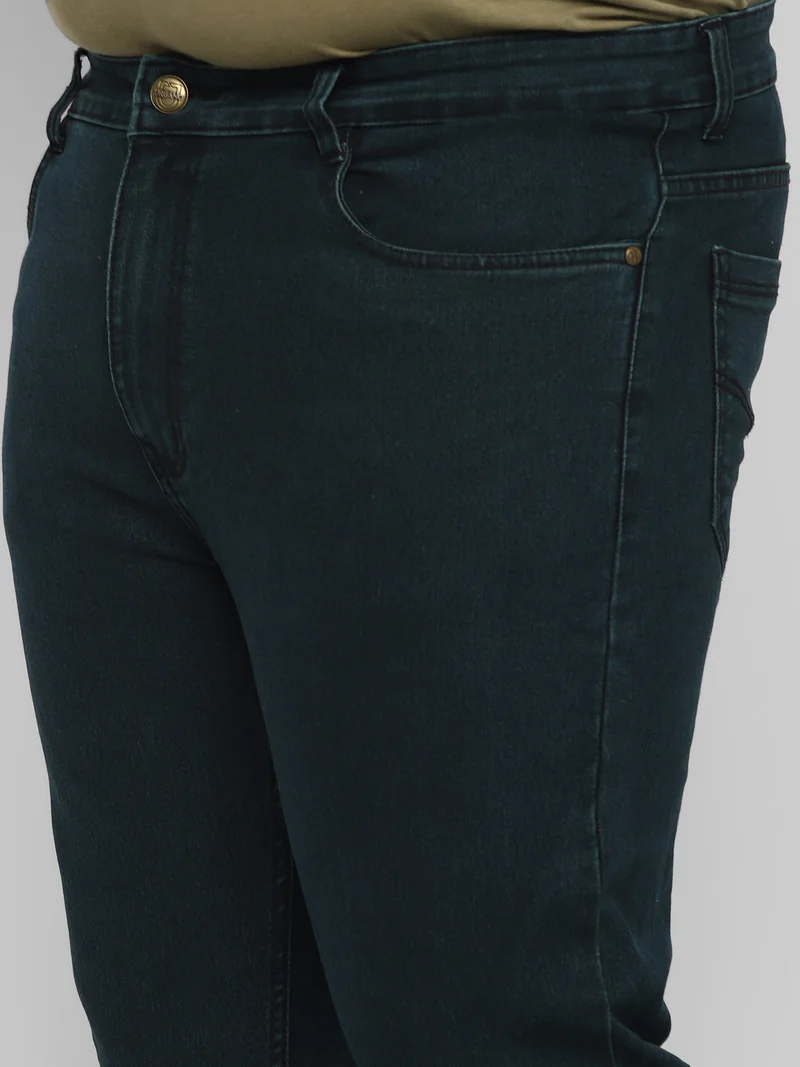 Urbano Fashion  Urbano Plus Men's Dark Green Regular Fit Solid Jeans Stretchable  | Best Price UAE