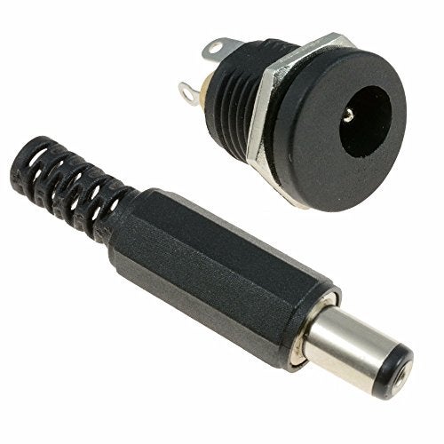 CentIoT - 2PCS DC Jack Plug male female Connector - Round Panel Chasis Mount 12V 3A (1PCS 9mm Plug + 1PCS Jack Button 2.1 x 5.5mm) - Image 3