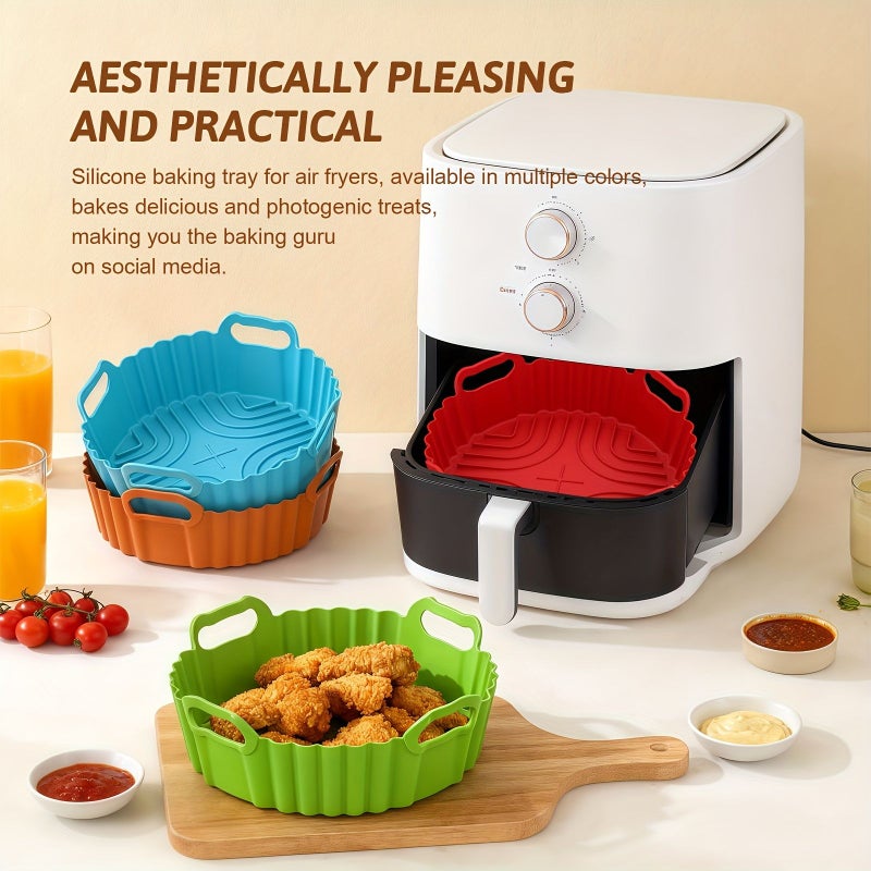 Blue Silicone Air Fryer Mat and Baking Tray Reusable Nonstick Oven Accessory - Image 1