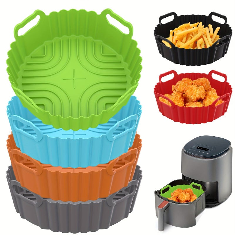 Blue Silicone Air Fryer Mat and Baking Tray Reusable Nonstick Oven Accessory - Image 3