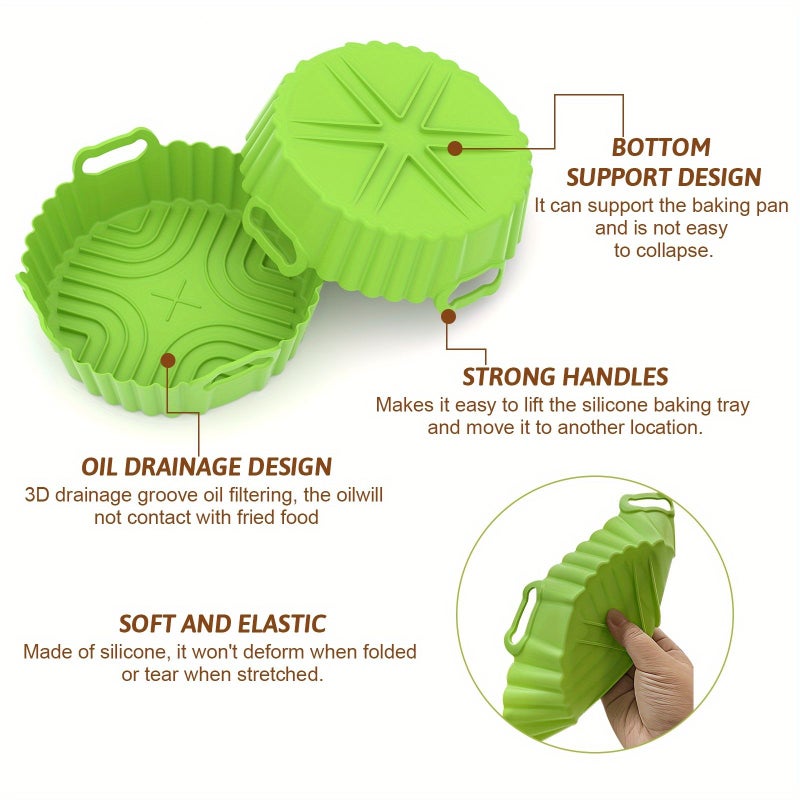 Blue Silicone Air Fryer Mat and Baking Tray Reusable Nonstick Oven Accessory - Image 4