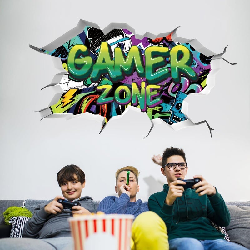 TOARTi 3D Gamer Wall Stickers Green Gamer Zone 3D Wall Stickers for Gamer Bedroom Accessories Gaming Vinyl Wall Decal Video Game Removable Wall Art playroom Decor for Teens(Green) - Image 4