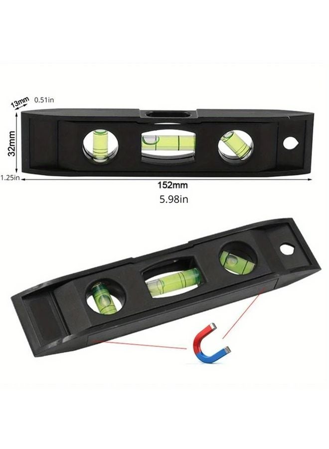 Black Mini Pocket Portable 3 Bubble Spirit Level Tool Magnetic ABS Case Acrylic Material Precision Measurement - Image 5