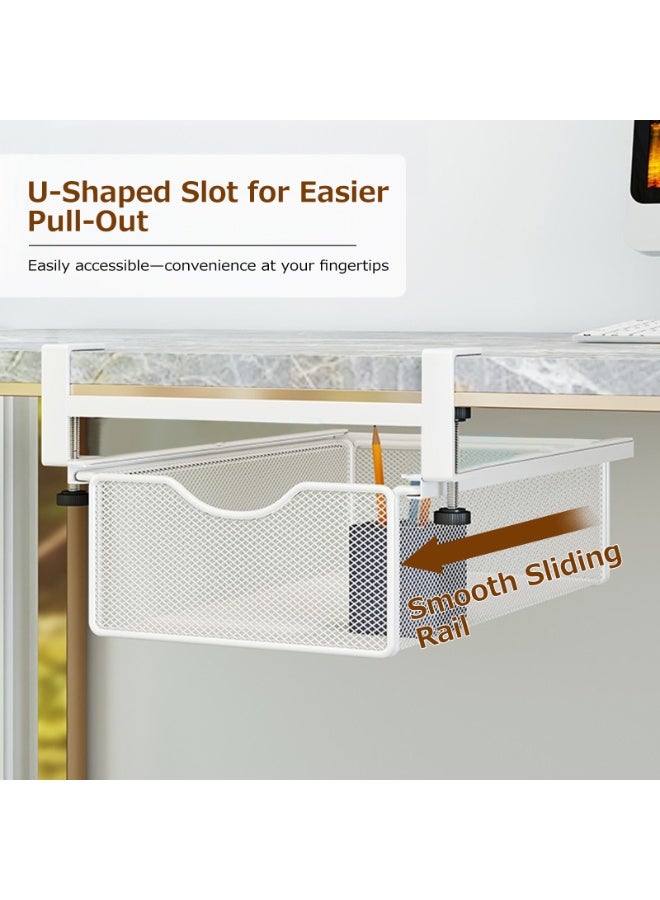 Forthcan Under Desk Storage Rack, Slide-Out Drawer, Hanging Organizer for Desk, Cabinet, Kitchen Shelf, Steel, Large Capacity, Small Items Organizer(01) - Image 5