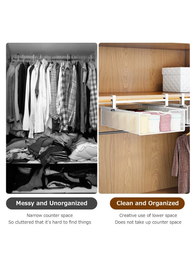 Forthcan Under Desk Storage Rack, Slide-Out Drawer, Hanging Organizer for Desk, Cabinet, Kitchen Shelf, Steel, Large Capacity, Small Items Organizer(01) - Image 3