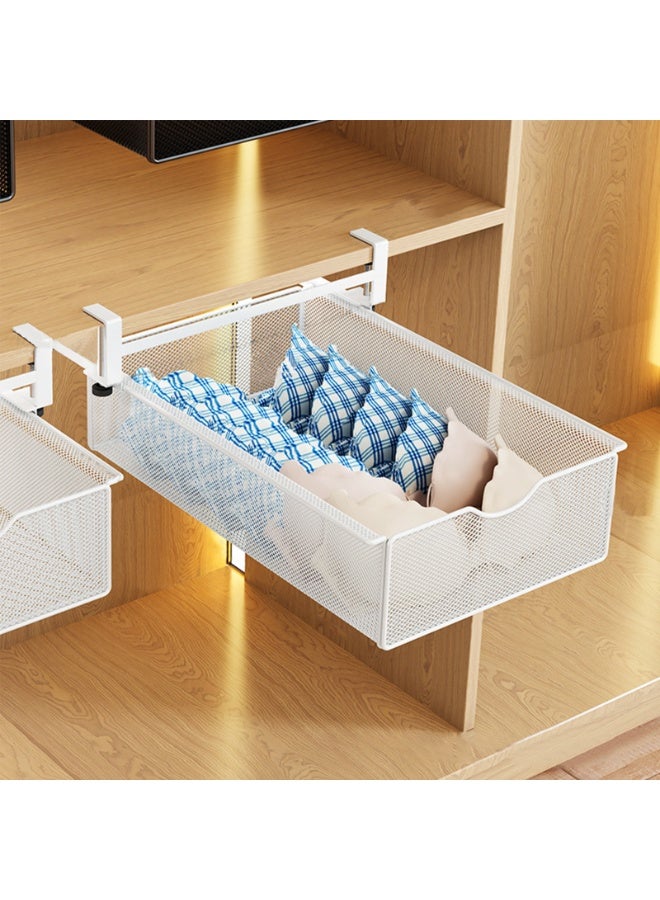 Forthcan Under Desk Storage Rack, Slide-Out Drawer, Hanging Organizer for Desk, Cabinet, Kitchen Shelf, Steel, Large Capacity, Small Items Organizer(01) - Image 1