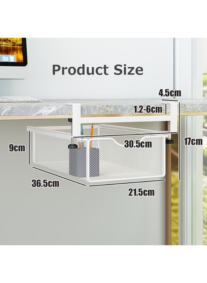 Forthcan Under Desk Storage Rack, Slide-Out Drawer, Hanging Organizer for Desk, Cabinet, Kitchen Shelf, Steel, Large Capacity, Small Items Organizer(01) - Image 2