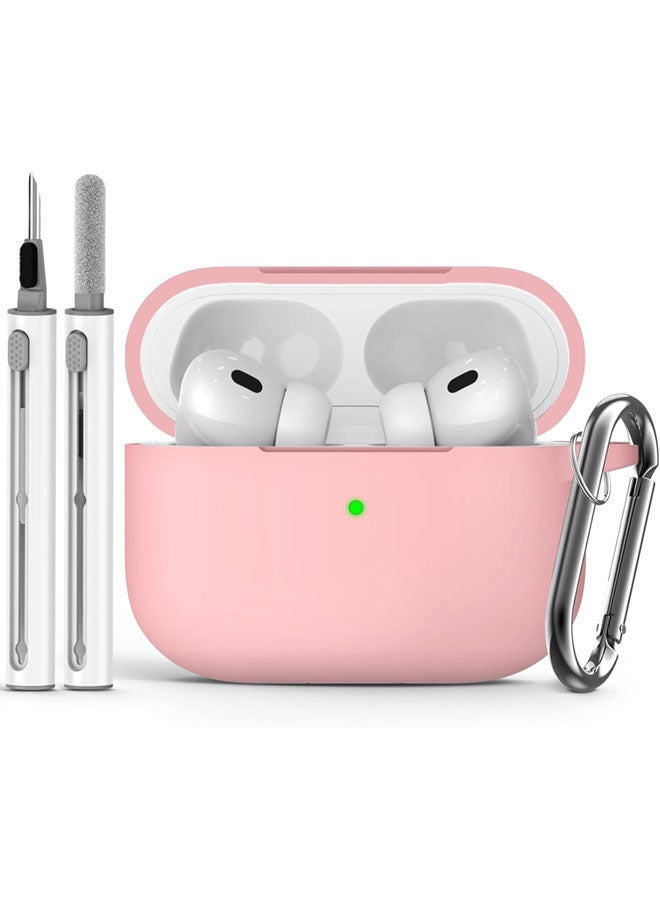 SJet Soft Silicone Protective Case Cover for AirPods Pro 3 2025 with Cleaner Kit and Keychain(Pink)