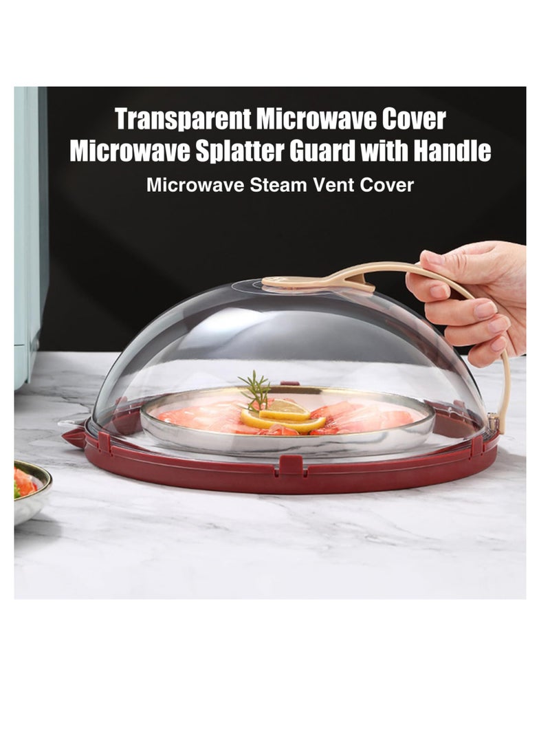 Excefore Microwave Splatter Cover Vented for Food, Transparent Adjustable Vented Guard with Steam Trough, Hook Hole, Kitchen Gadget, Dishwasher Safe, BPA-Free Plastic, Red - Image 2