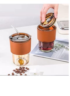 Gorgous Glass cup for hot or cold drinks, coffee, juice, smoothies, milk, tea 400 ml  - Image 1