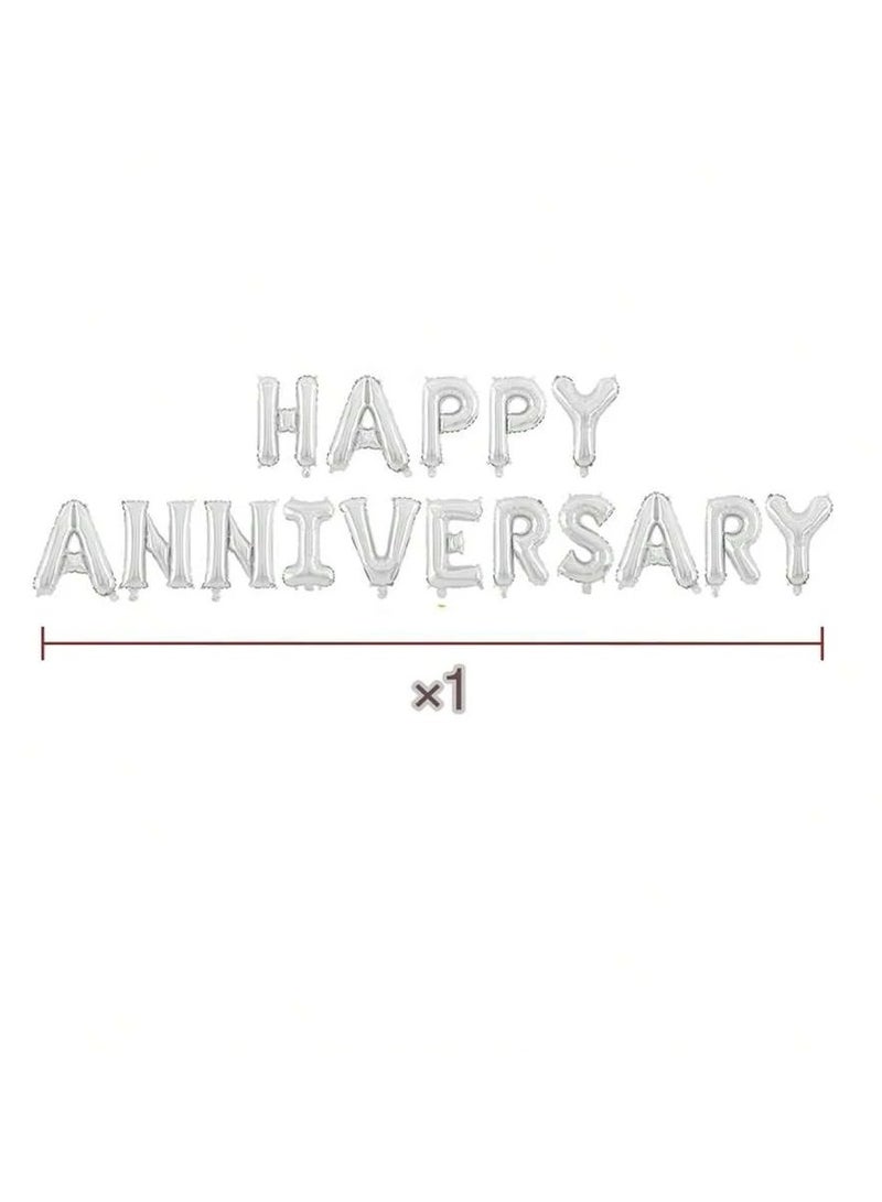 Anniversary Celebration Balloons – A Set Featuring the Phrase "Happy Anniversary" and Two Red Heart-Shaped Balloons, Made of Aluminum to Add a Special Touch to Your Occasion. - Image 5