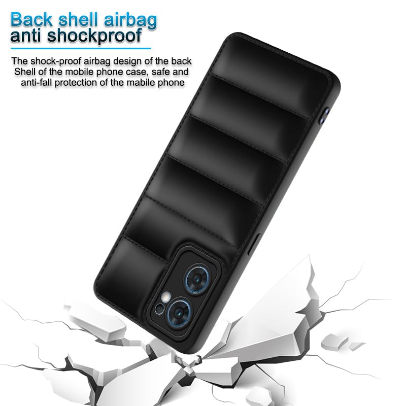 Plus Puffer Case Camera Protection Soft Back Cover for Oppo Reno 7 5G - Black - Image 4