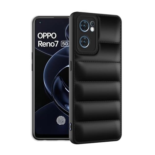 Plus Puffer Case Camera Protection Soft Back Cover for Oppo Reno 7 5G - Black - Image 2