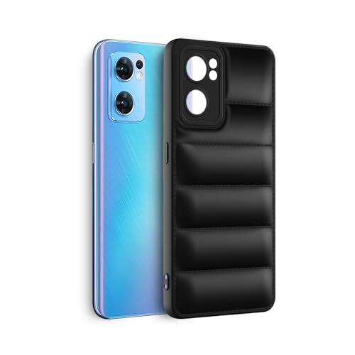 Plus Puffer Case Camera Protection Soft Back Cover for Oppo Reno 7 5G - Black - Image 3