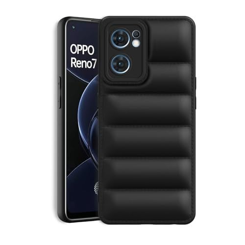 Plus Puffer Case Camera Protection Soft Back Cover for Oppo Reno 7 5G - Black - Image 1