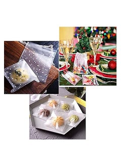 Y&D 5.5”x5.5”Self Adhesive Candy Bag 400 PCS Cellophane Cookie Bags Self-adhesive Sealing White Polka Dot Clear OPP Plastic Party for Bakery, Candy, Soap,  - Image 4