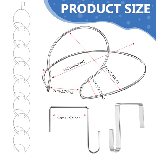 Yerliker 16 Pieces Hat Rack Wig Holder Over The Door Baseball Hat Holder Wall Mounted Hanging Wig Organizer for Closet Display Storage Rack with 2 Hooks for Tie Scarf Silver - Image 3