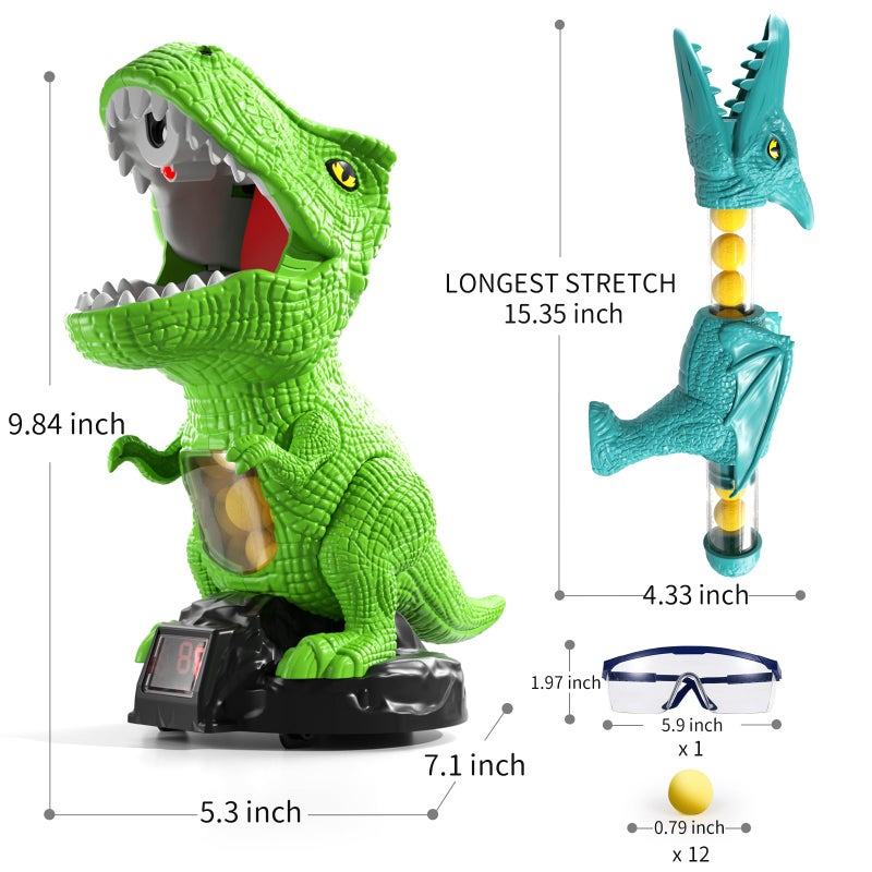 Jukudahu Dinosaur Shooting Boy Toys For Kids Age 3 4 5 6 7 8 - Moveable Shooting Game With Scoreboard  Light And Sound  12 Foam Balls  Boy Toddler Toys 5-7 6-8 8-10  Competition Game Gifts (Green) - Image 5