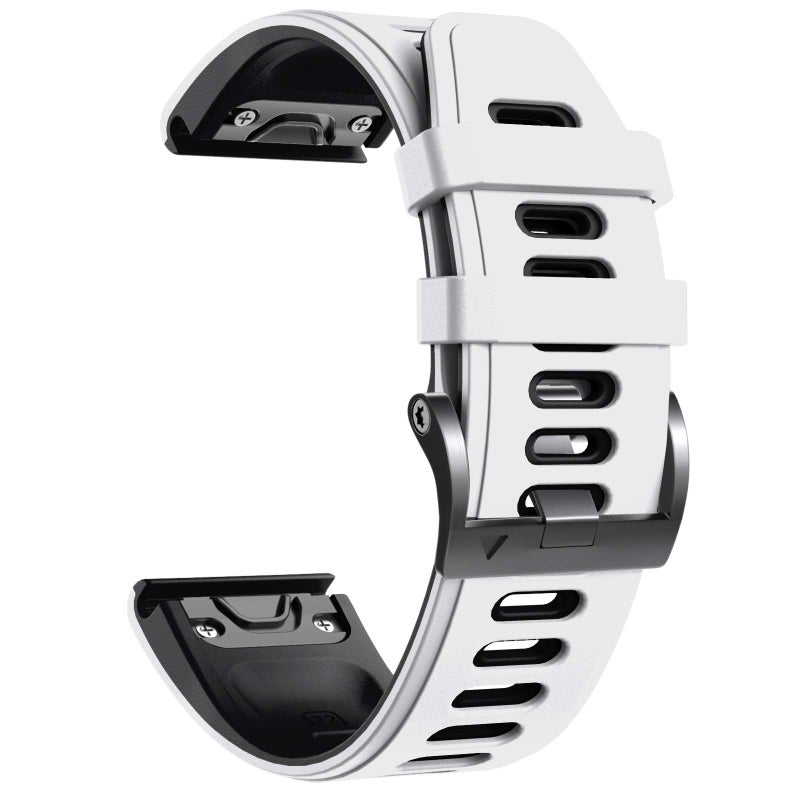 ANCOOL Fenix 6 Watch Band/Fenix 7 Watch Band/Fenix 5 Band/Fenix 8 47mm Band, 22mm Silicone Watch Band Replacement for Fenix 6 Pro/Fenix 5 Plus/Fenix 7 Pro(White-Black) - Image 4