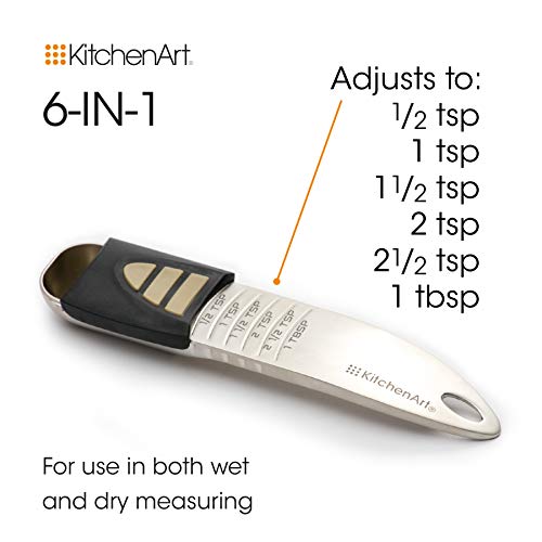 KitchenArt Professional Series Tablespoon, Champagne Satin Measuring Spoon, Adjustable from 1/2 Teaspoon to 1 Tablespoon, White & Black - Image 4