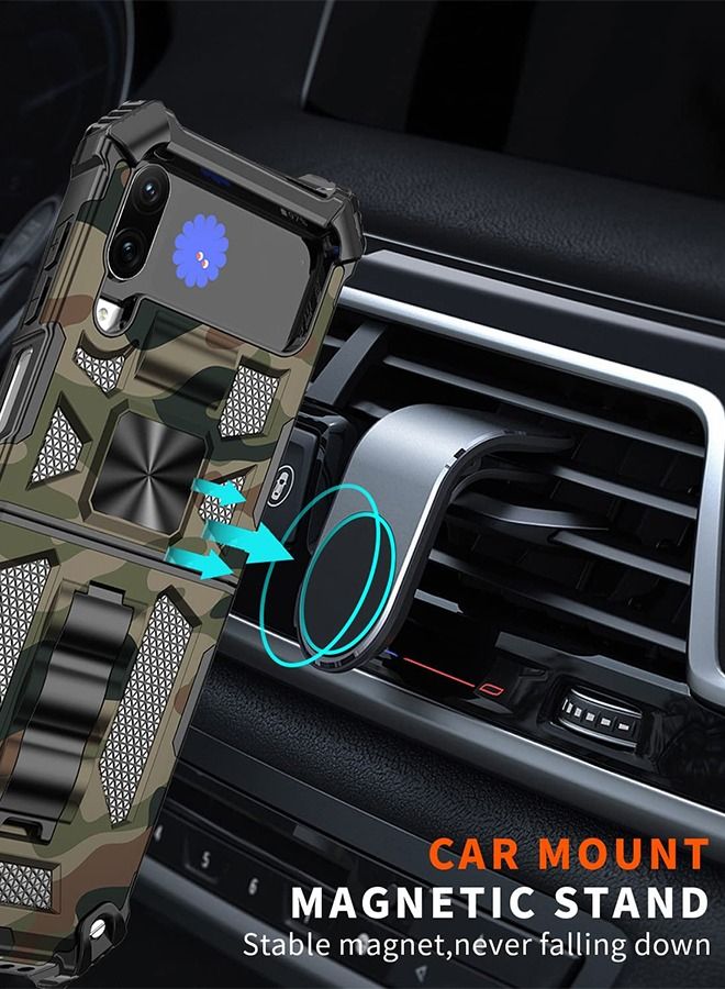 GROIC Case for Samsung Galaxy Z Flip 4 6.7 Inch Camo Phone Case with Thin and Slight Built-in Kickstand Drop-Tested Camouflage Cover Shockproof Phone Case Cover with Kickstand - Image 2