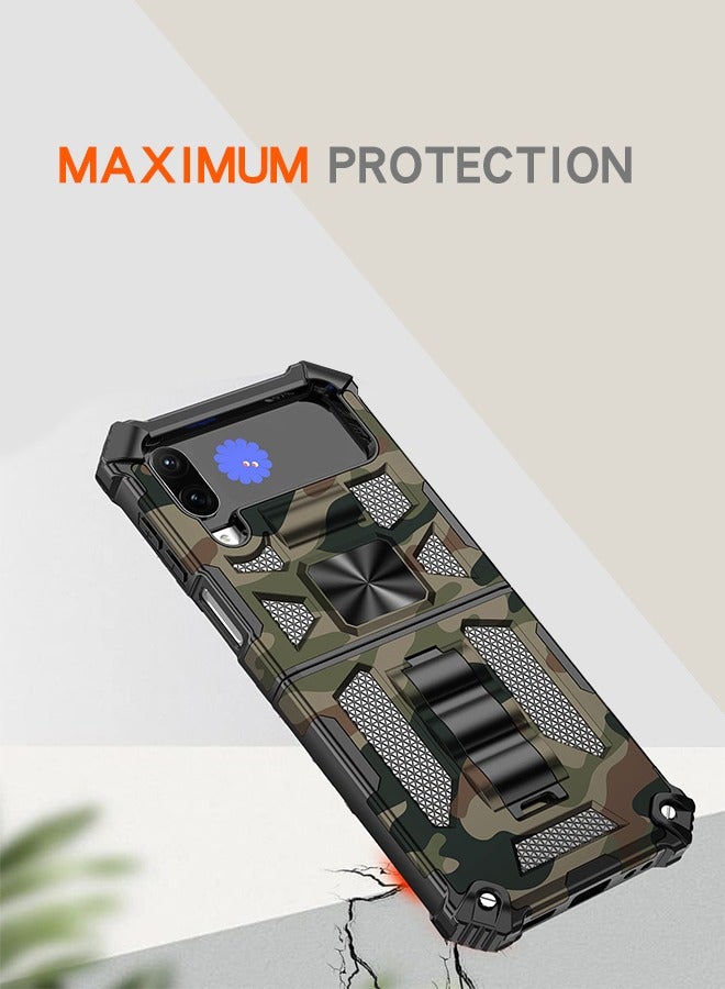 GROIC Case for Samsung Galaxy Z Flip 4 6.7 Inch Camo Phone Case with Thin and Slight Built-in Kickstand Drop-Tested Camouflage Cover Shockproof Phone Case Cover with Kickstand - Image 5