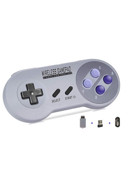 USB Wireless Gamepad,  for SNES/NES Classic Mini Original Plug and Play Retro Gamepad with Grip USB Adapter Joystick Cable for PC/ Windows/ iOS/ Android