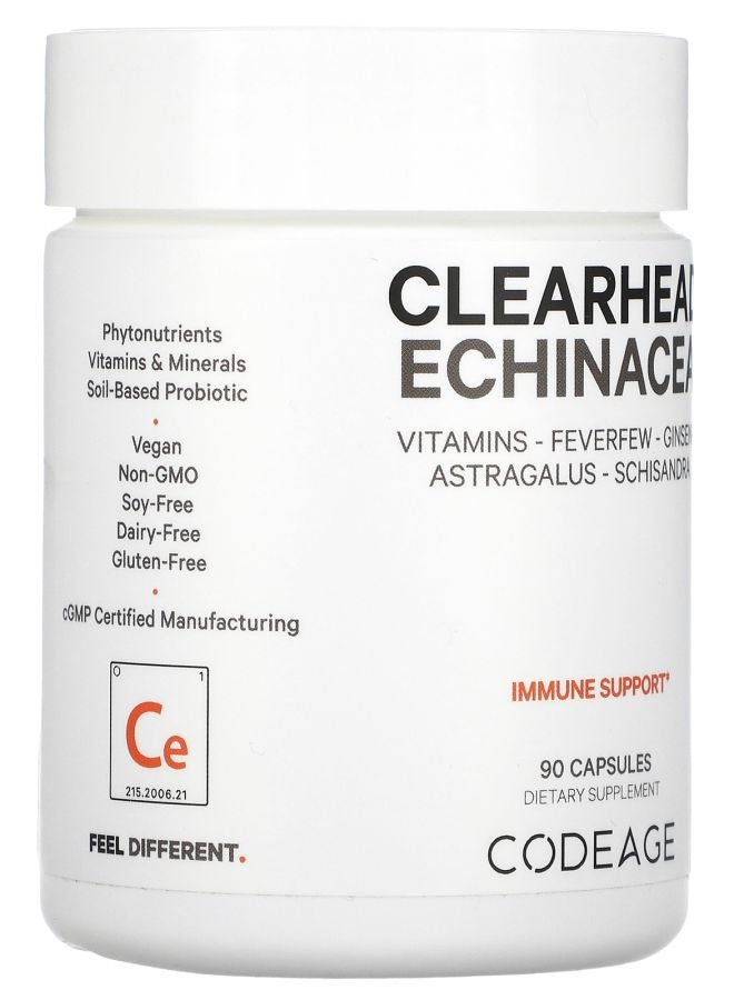 Codeage Clearhead Echinacea+ Vitamins Feverfew Ginseng Astralagus Schisandra 90 Capsules - Image 2